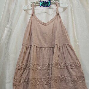 Torrid Tiered Lace Inset Tank Top Blush Pink Size 3